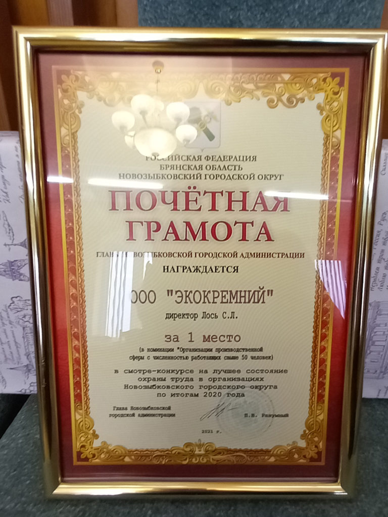 19 ноября подведены итоги смотра-конкурса на лучшее состояние охраны труда в организациях Новозыбковского городского округа за 2020 год